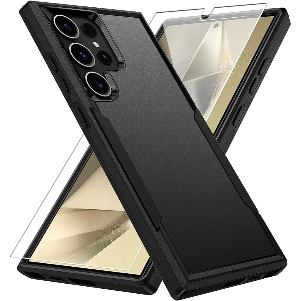 Entronix Bundle Compatible with Galaxy S25 Ultra - Soft-Touch Dual-Layer Case & 1 Clear Screen Protector