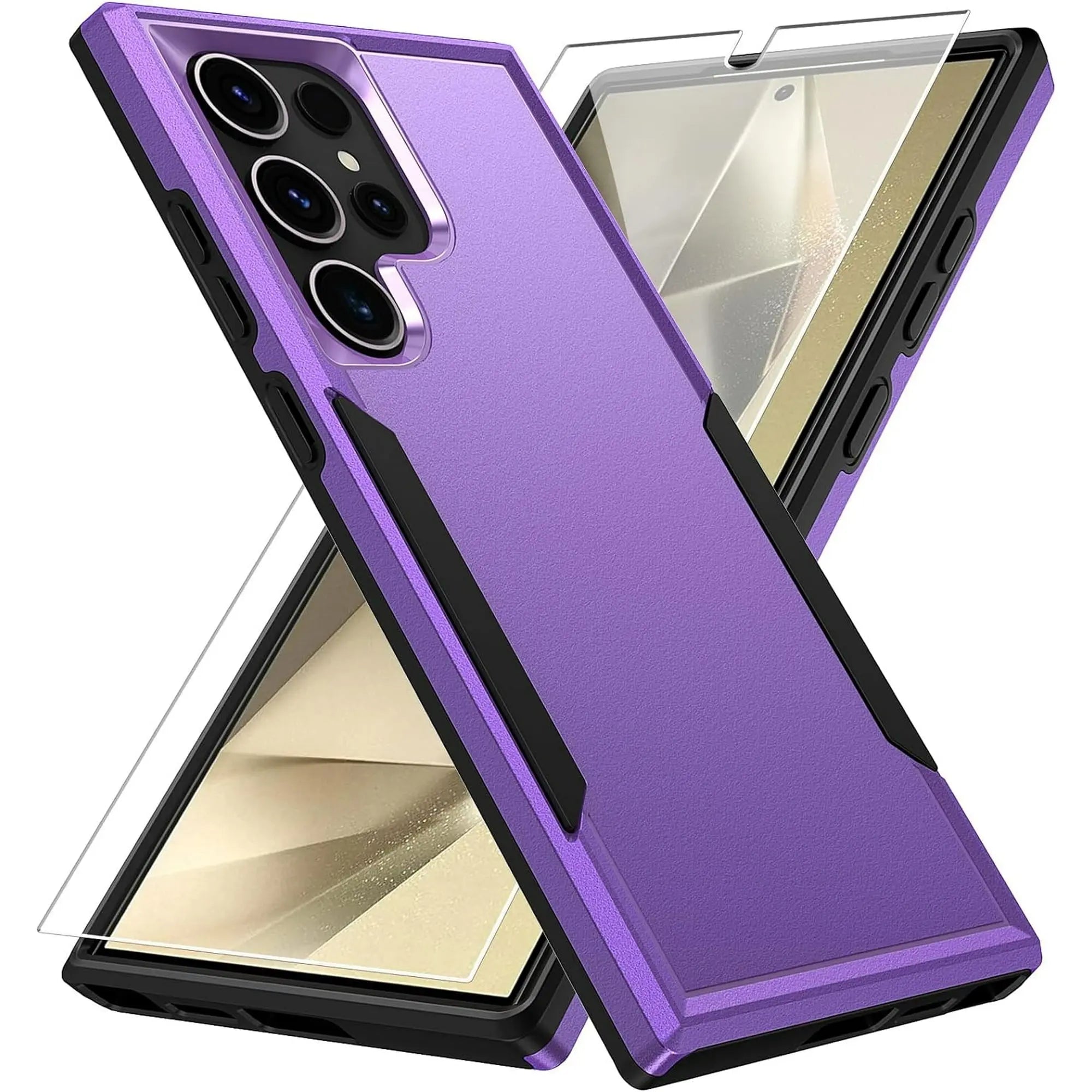 Entronix Bundle Compatible with Galaxy S25 Ultra - Soft-Touch Dual-Layer Case & 1 Clear Screen Protector - Entronix