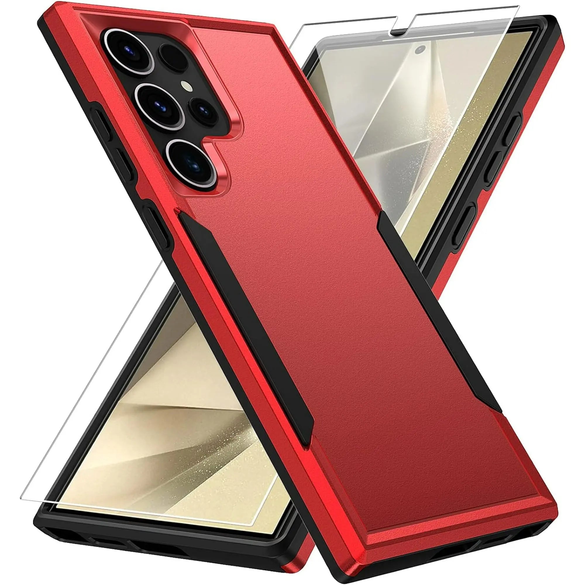 Entronix Bundle Compatible with Galaxy S25 Ultra - Soft-Touch Dual-Layer Case & 1 Clear Screen Protector - Entronix