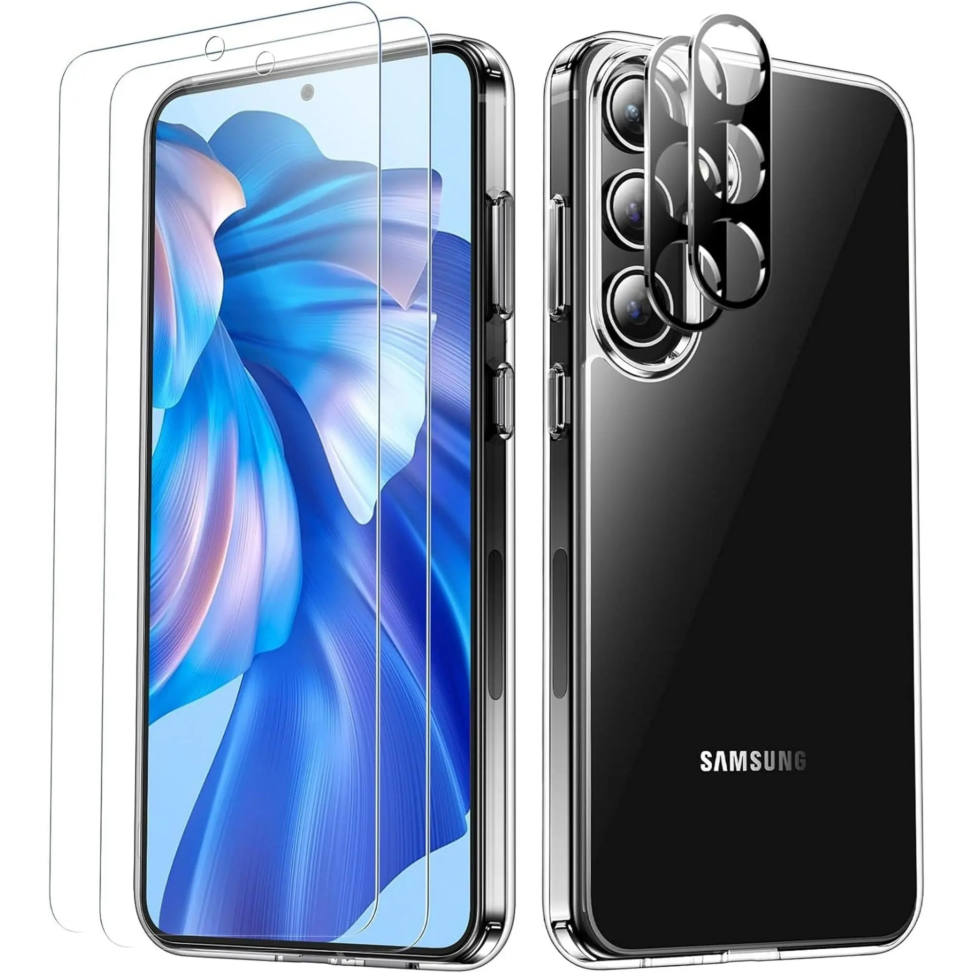 Entronix Bundle Compatible with Galaxy S25 - [Hard] Clear Case, 2 Clear Clear Screen Protector & 2 Camera Lens Protectors - Entronix