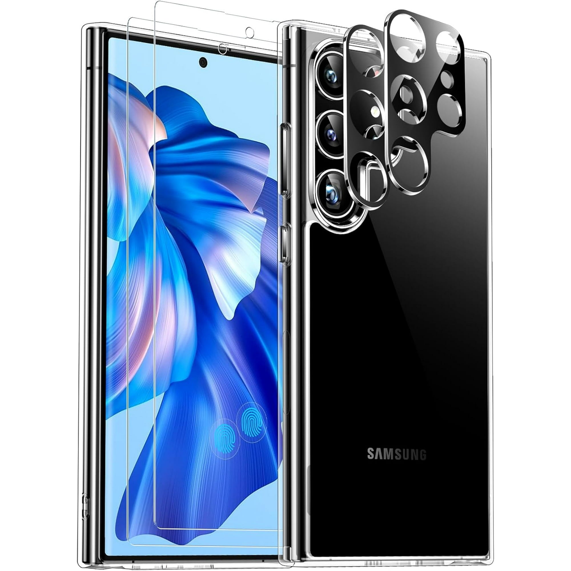 Entronix Bundle Compatible with Galaxy S25 Ultra - [Hard] Clear Case, 2 Clear Clear Screen Protector & 2 Camera Lens Protectors