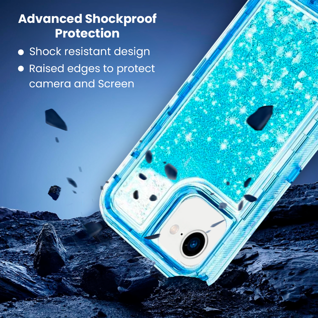 Entronix Case Compatible with iPhone 16E - Liquid Glitter Triple-Layer Heavy Duty Protection