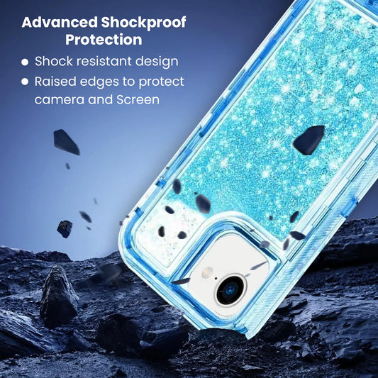 Entronix Case Compatible with iPhone 16E - Liquid Glitter Triple-Layer Heavy Duty Protection - Entronix