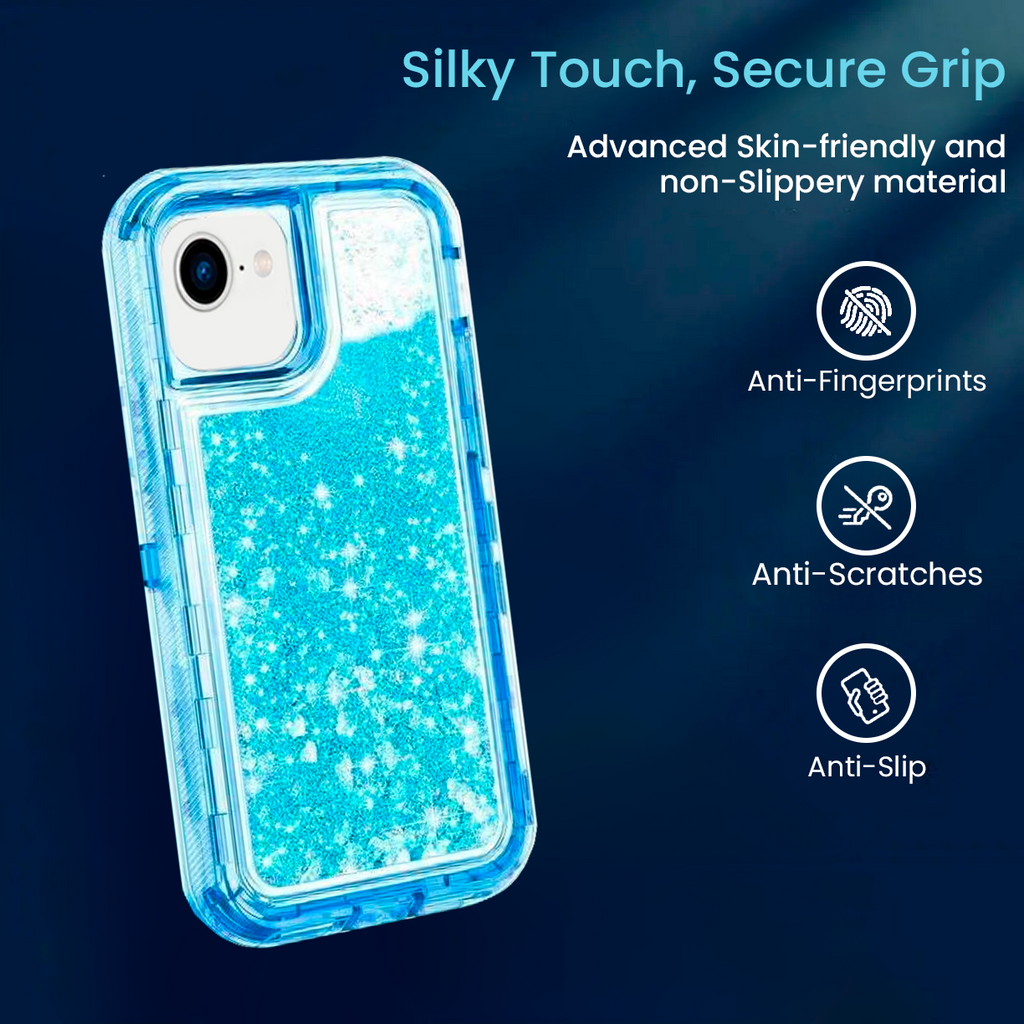 Entronix Case Compatible with iPhone 16E - Liquid Glitter Triple-Layer Heavy Duty Protection
