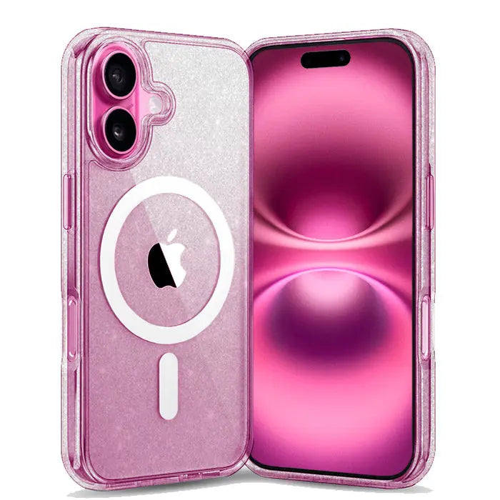 Entronix Apple iPhone 16 [Magnetic-Compatible] Crystal Clear Case - Glitter - Entronix