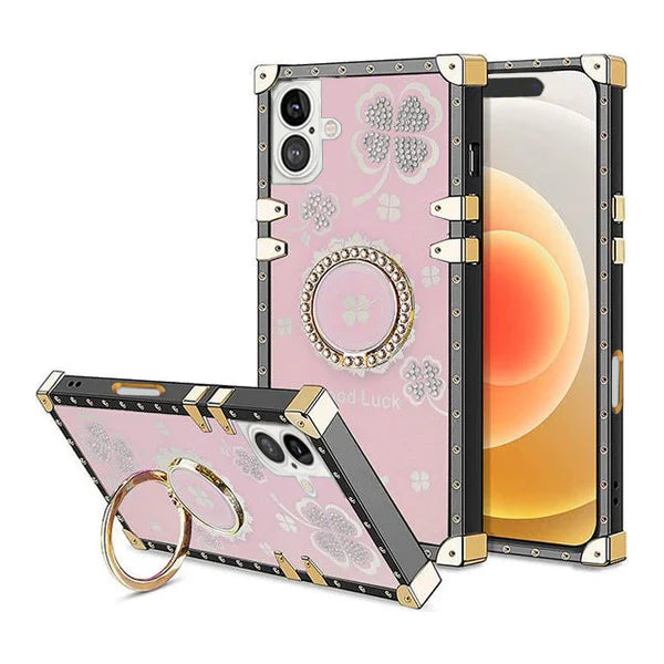 Entronix Cute Luxury Lucky Ring Case for Apple iPhone 16 Plus Case for Women Girls Built with Kickstand, Cute Love Soft TPU Back Cover - Entro Retail