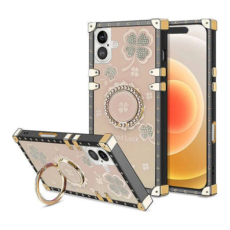 Entronix Cute Luxury Lucky Ring Case for Apple iPhone 16 Plus Case for Women Girls Built with Kickstand, Cute Love Soft TPU Back Cover - Entro Retail