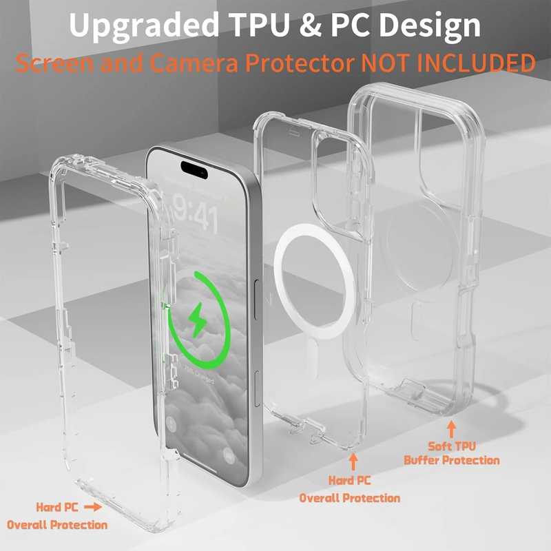 Entronix [Magnetic] Case Compatible with iPhone 17 - [Clear] Triple-Layer Heavy Duty Protection - Entronix