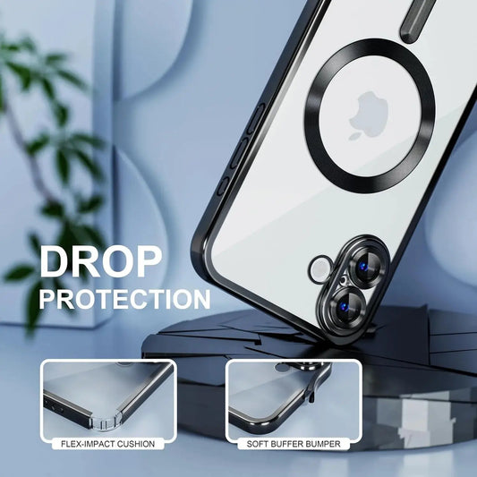 Entronix Apple iPhone 16 [Magnetic-Compatible] Clear Shiny Case & 2 Tempered Glass Screen Protectors - Entronix