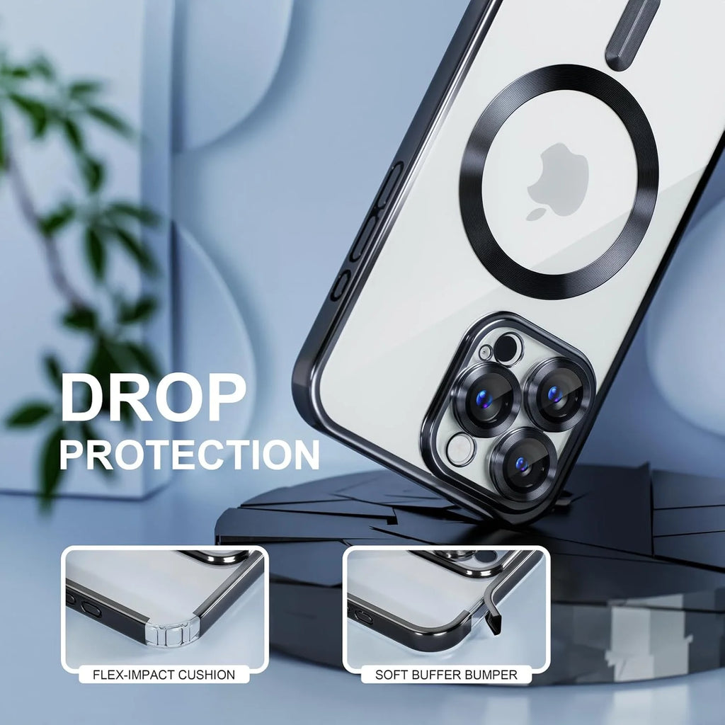 Entronix Apple iPhone 16 Pro Max [Magnetic-Compatible] Clear Shiny Case & 2 Tempered Glass Screen Protectors - Entronix