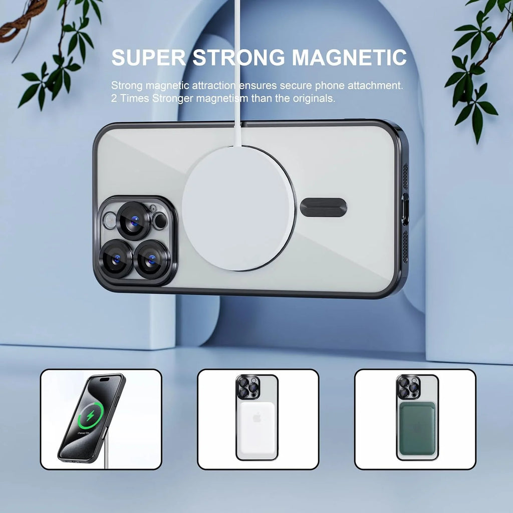 Entronix Apple iPhone 16 Pro Max [Magnetic-Compatible] Clear Shiny Case & 2 Tempered Glass Screen Protectors - Entronix