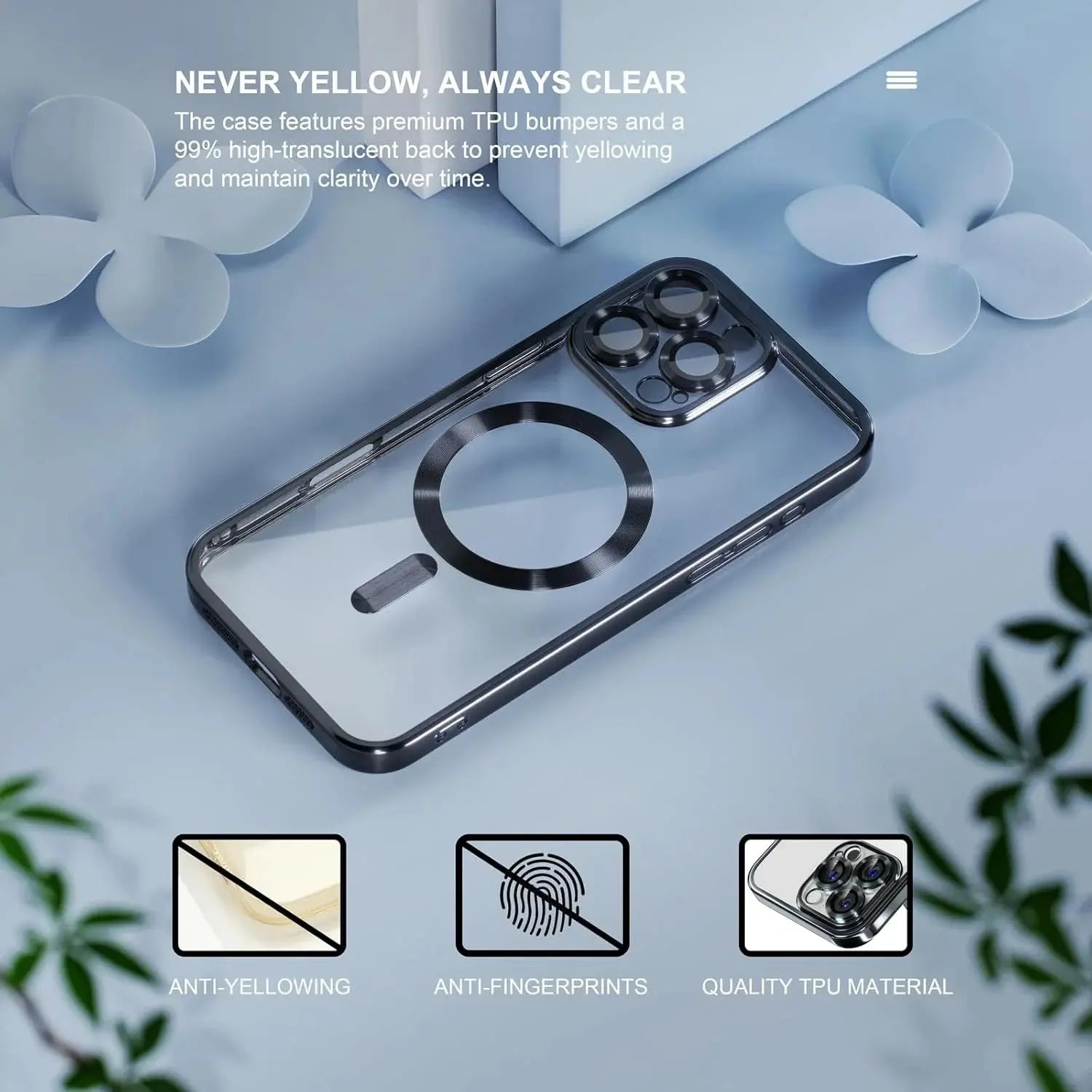 Entronix Apple iPhone 16 Pro Max [Magnetic-Compatible] Clear Shiny Case & 2 Tempered Glass Screen Protectors - Entronix