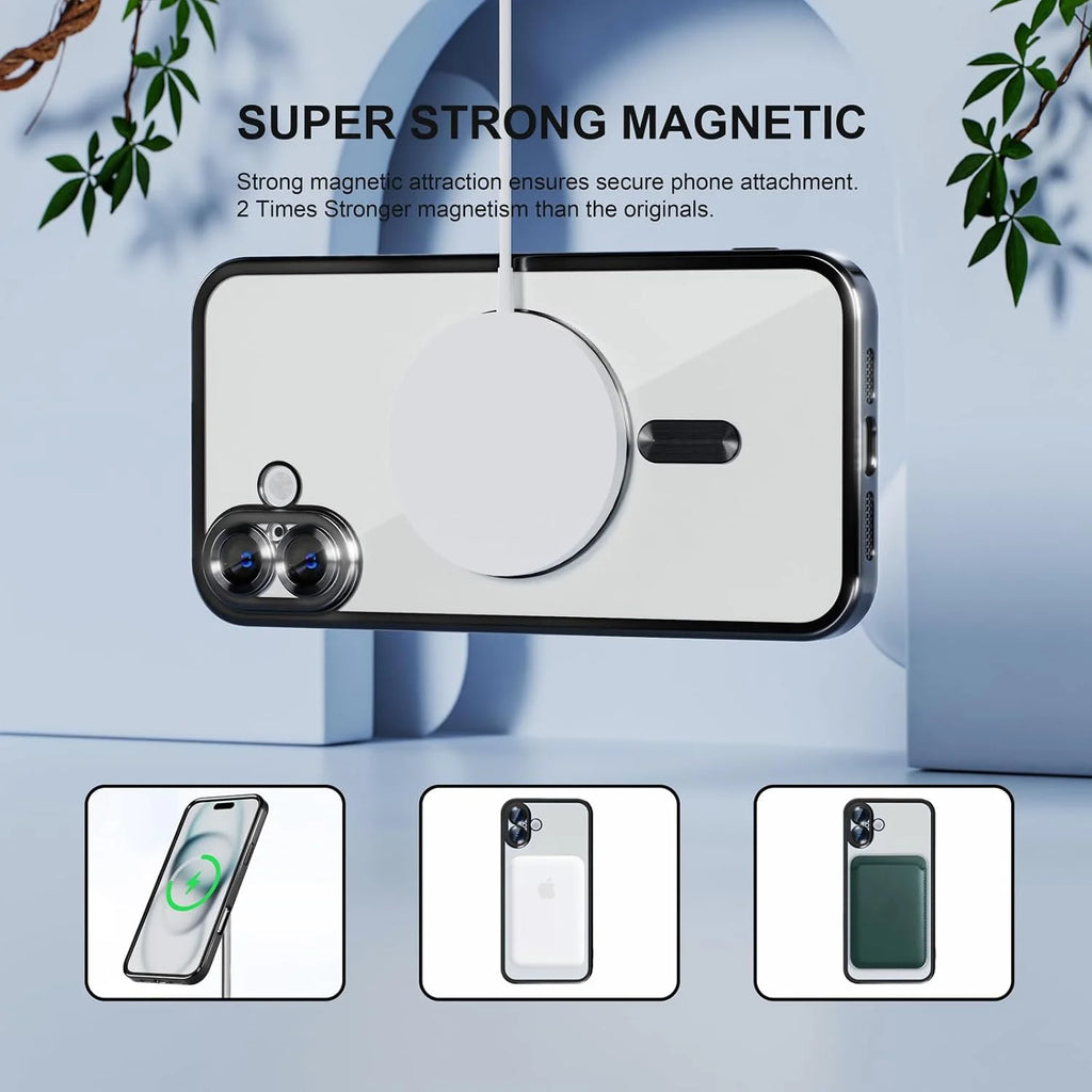 Entronix Apple iPhone 16 [Magnetic-Compatible] Clear Shiny Case & 2 Tempered Glass Screen Protectors - Entronix