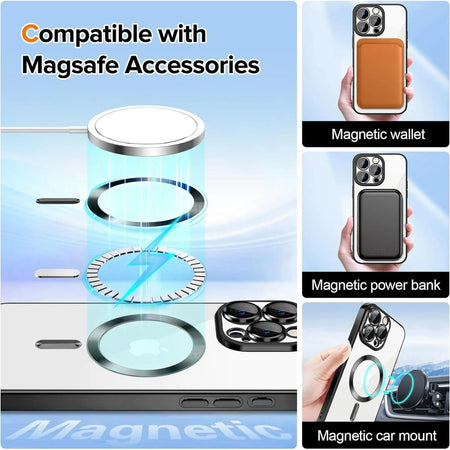 Entronix Apple iPhone 16 Pro [Magnetic-Compatible] Clear Shiny Case & 2 Tempered Glass Screen Protectors - Entronix