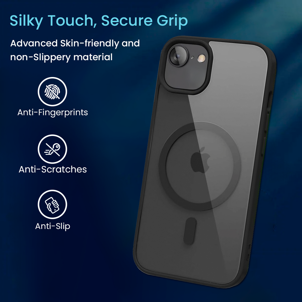 Entronix [Magnetic] Case Compatible with iPhone 16E - [Clear Back] Soft Matte Frame