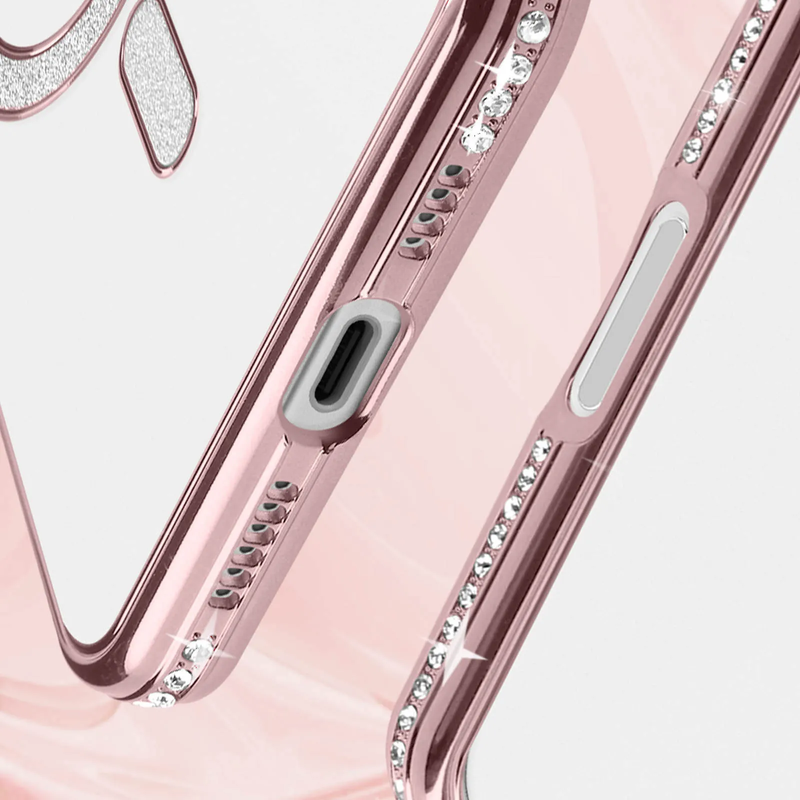 Entronix [Magnetic] Case Compatible with iPhone 17 - [Clear Back] Luxury Diamonds - Entronix
