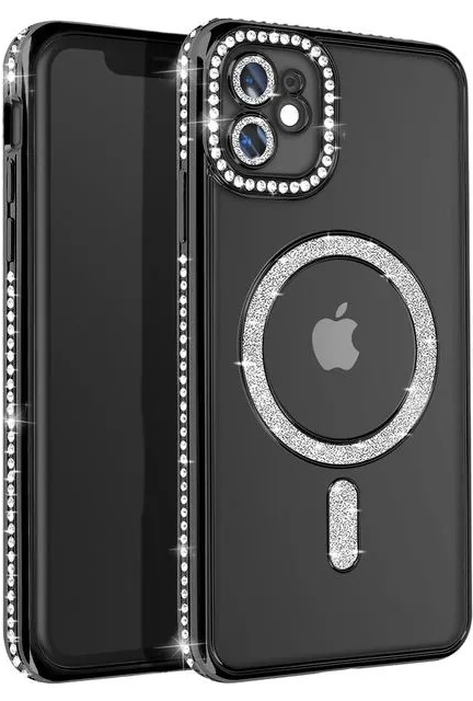 Entronix [Magnetic] Case Compatible with iPhone 11 - [Clear Back] Luxury Diamonds