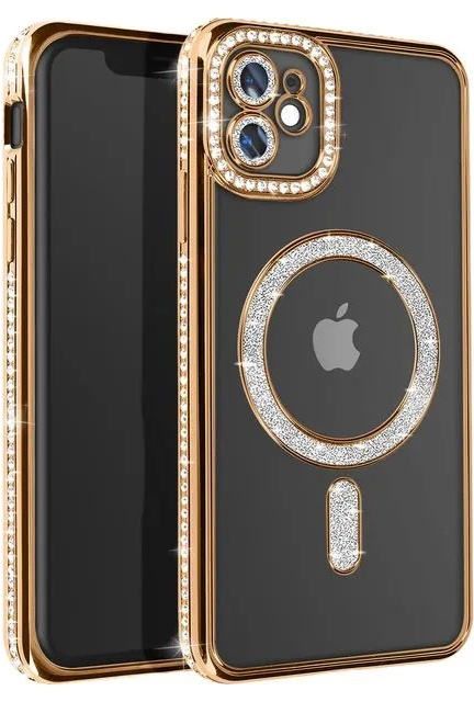Entronix [Magnetic] Case Compatible with iPhone 11 - [Clear Back] Luxury Diamonds
