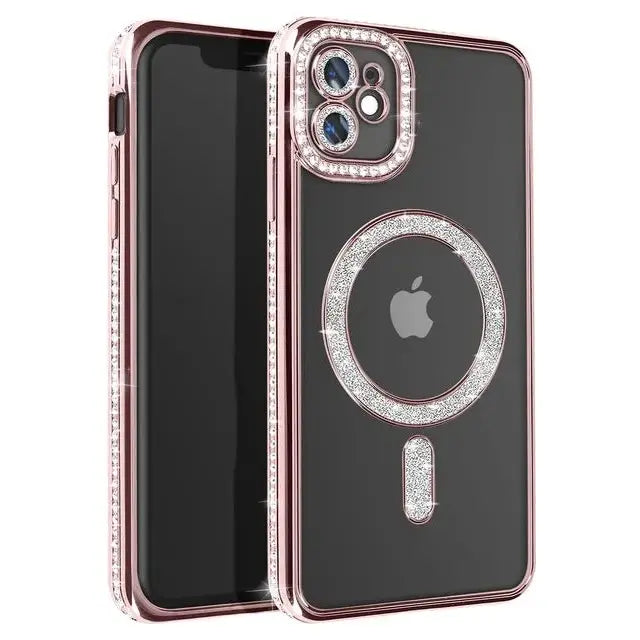 Entronix [Magnetic] Case Compatible with iPhone 11 - [Clear Back] Luxury Diamonds - Entronix