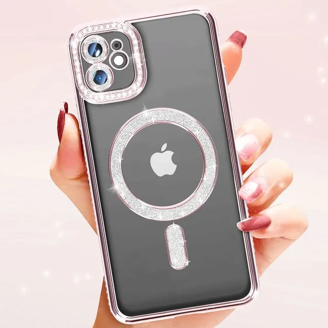 Entronix [Magnetic] Case Compatible with iPhone 11 - [Clear Back] Luxury Diamonds