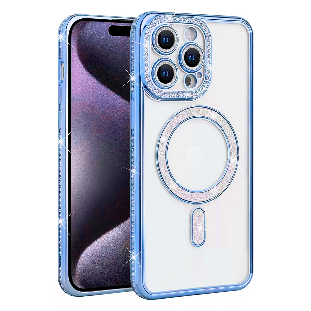 Entronix [Magnetic] Case Compatible with iPhone 15 Pro Max - [Clear Back] Luxury Diamonds - Entronix