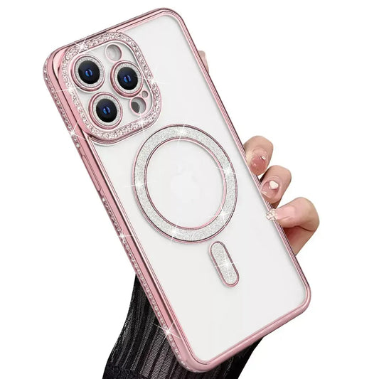 Entronix [Magnetic] Case Compatible with iPhone 15 Pro - [Clear Back] Luxury Diamonds - Entronix