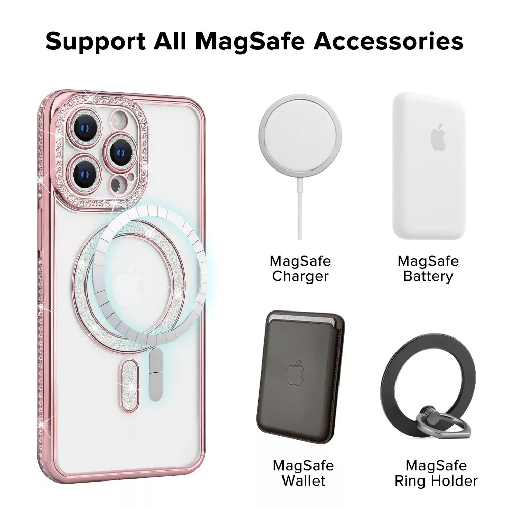 Entronix [Magnetic] Case Compatible with iPhone 15 Pro Max - [Clear Back] Luxury Diamonds - Entronix