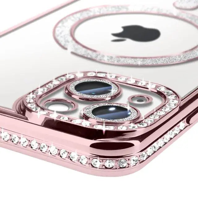 Entronix [Magnetic] Case Compatible with iPhone 15 Plus - [Clear Back] Luxury Diamonds - Entronix
