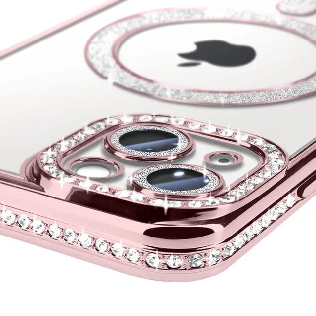 Entronix [Magnetic] Case Compatible with iPhone 15 Plus - [Clear Back] Luxury Diamonds