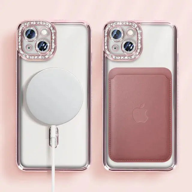 Entronix [Magnetic] Case Compatible with iPhone 15 Plus - [Clear Back] Luxury Diamonds - Entronix