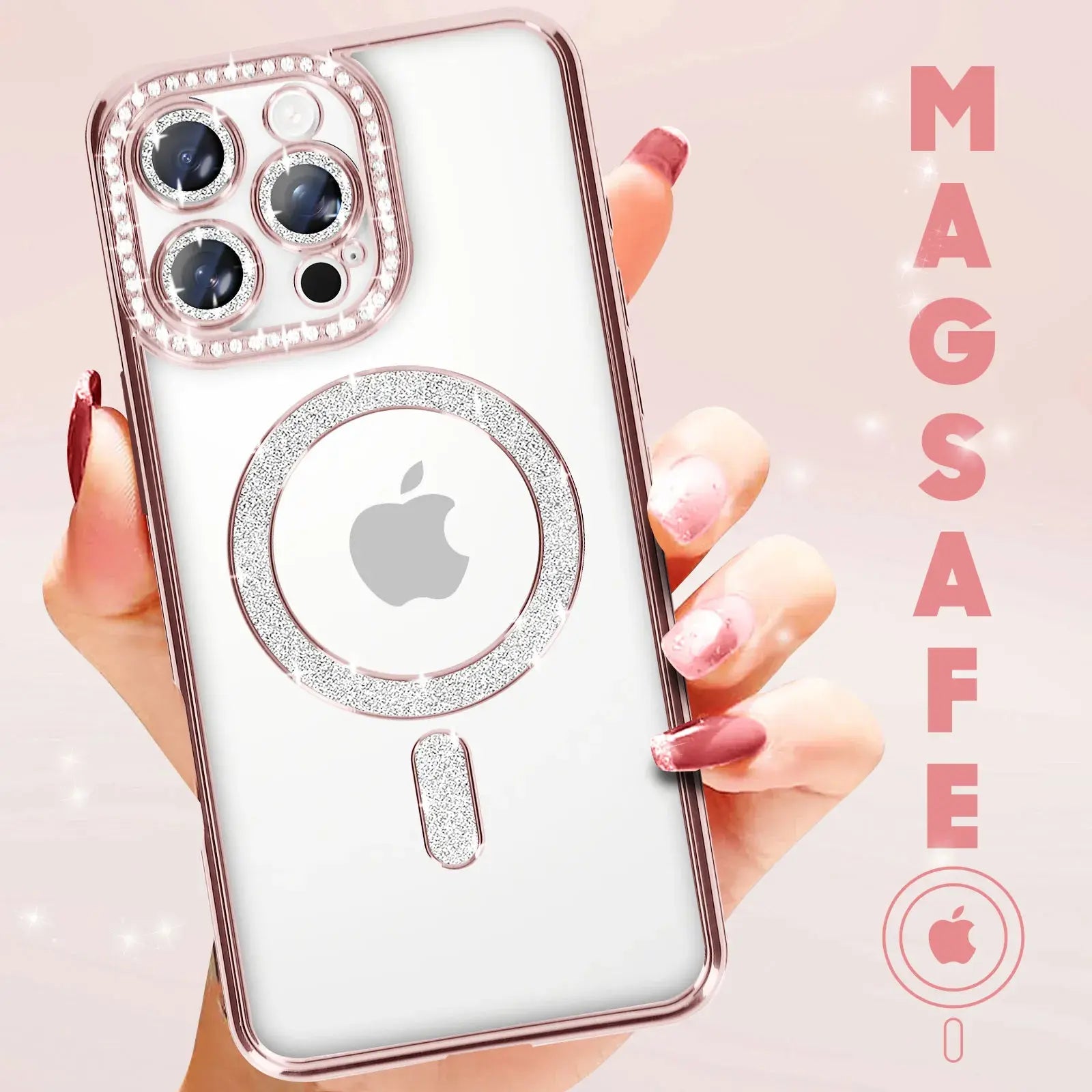 Entronix [Magnetic] Case Compatible with iPhone 16 Pro Max - [Clear Back] Luxury Diamonds - Entronix