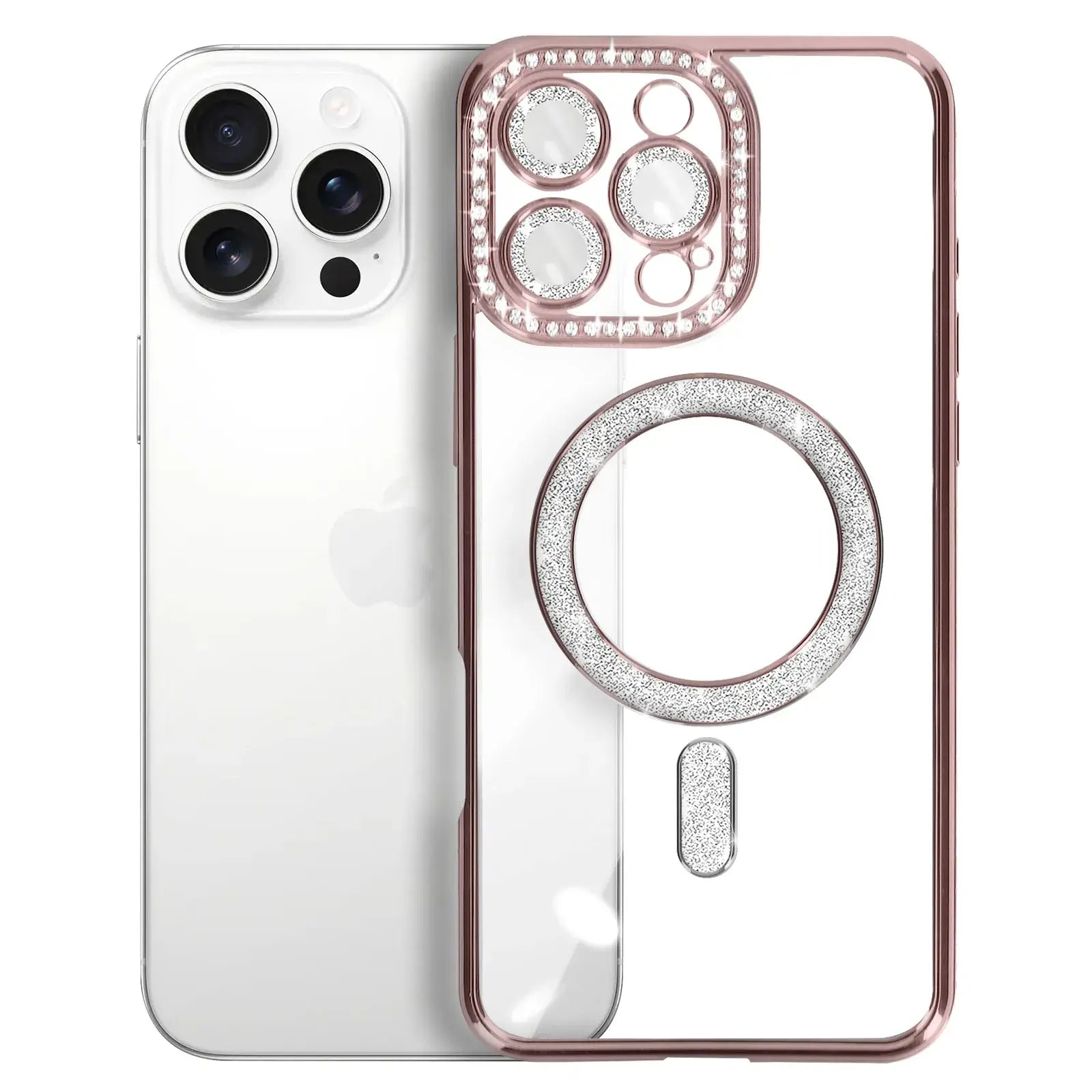 Entronix [Magnetic] Case Compatible with iPhone 16 Pro Max - [Clear Back] Luxury Diamonds - Entronix