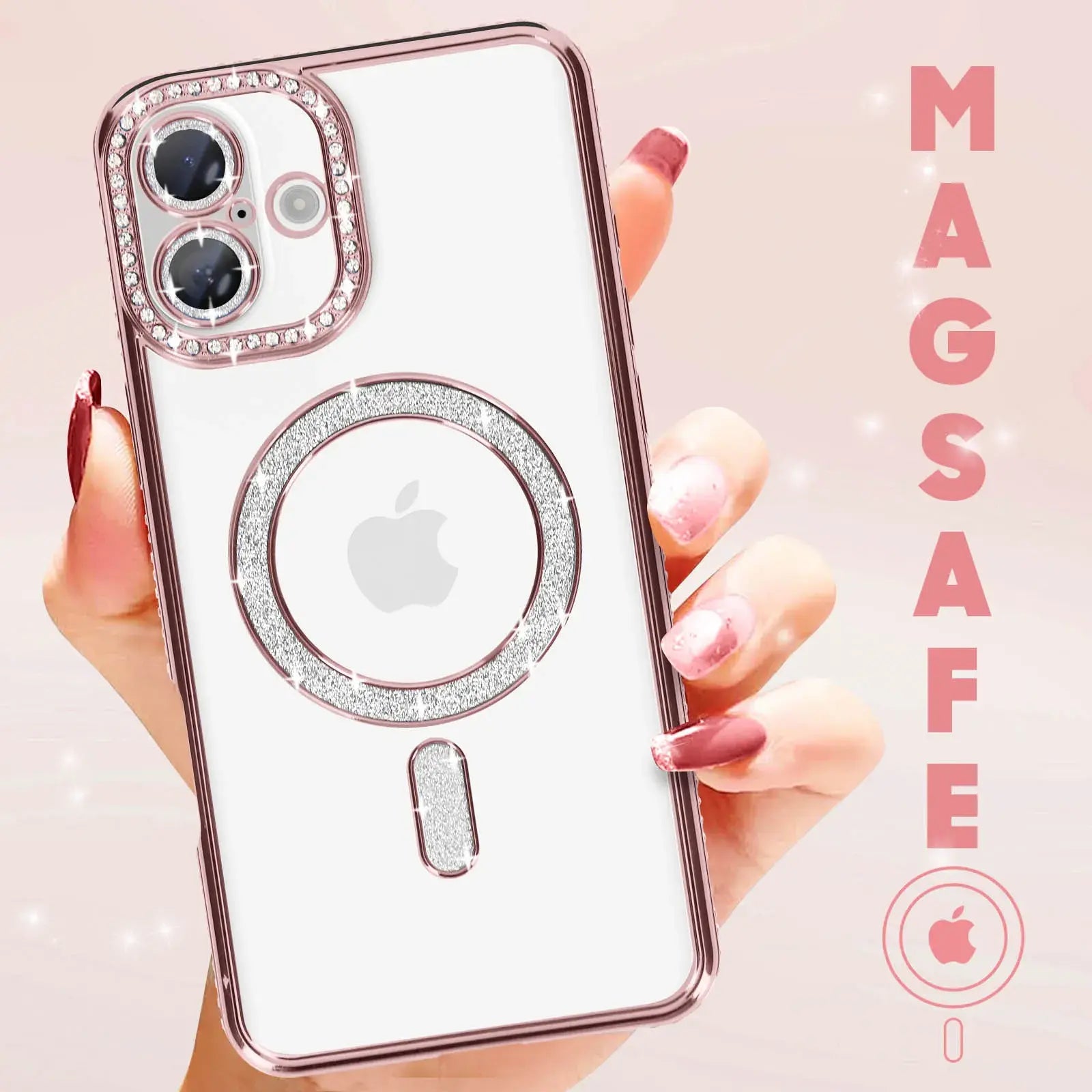 Entronix [Magnetic] Case Compatible with iPhone 16 Plus - [Clear Back] Luxury Diamonds - Entronix