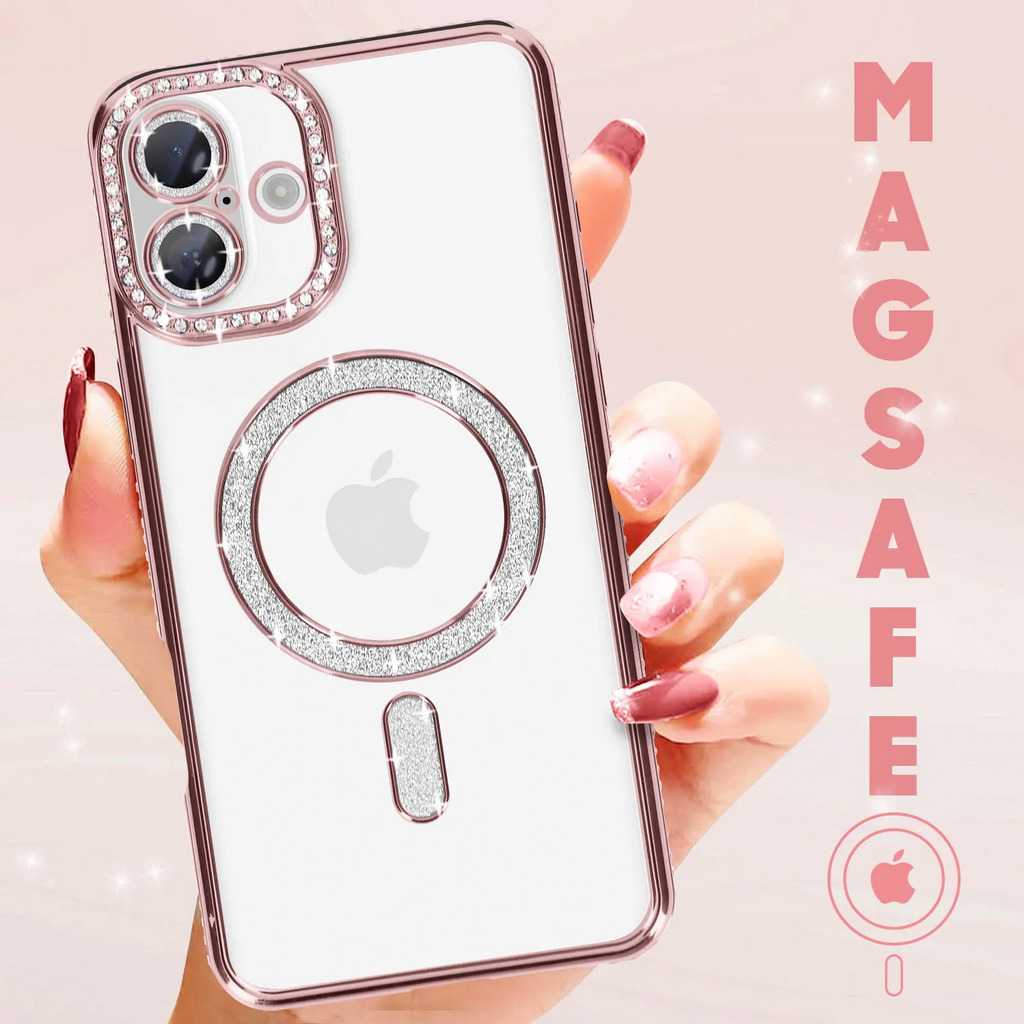 Entronix [Magnetic] Case Compatible with iPhone 16 Plus - [Clear Back] Luxury Diamonds