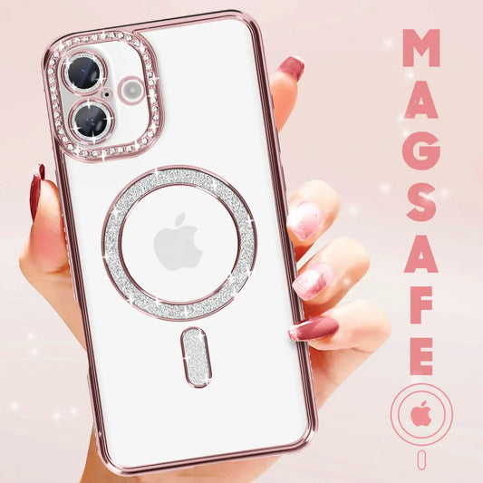 Entronix [Magnetic] Case Compatible with iPhone 16 Plus - [Clear Back] Luxury Diamonds - Entronix