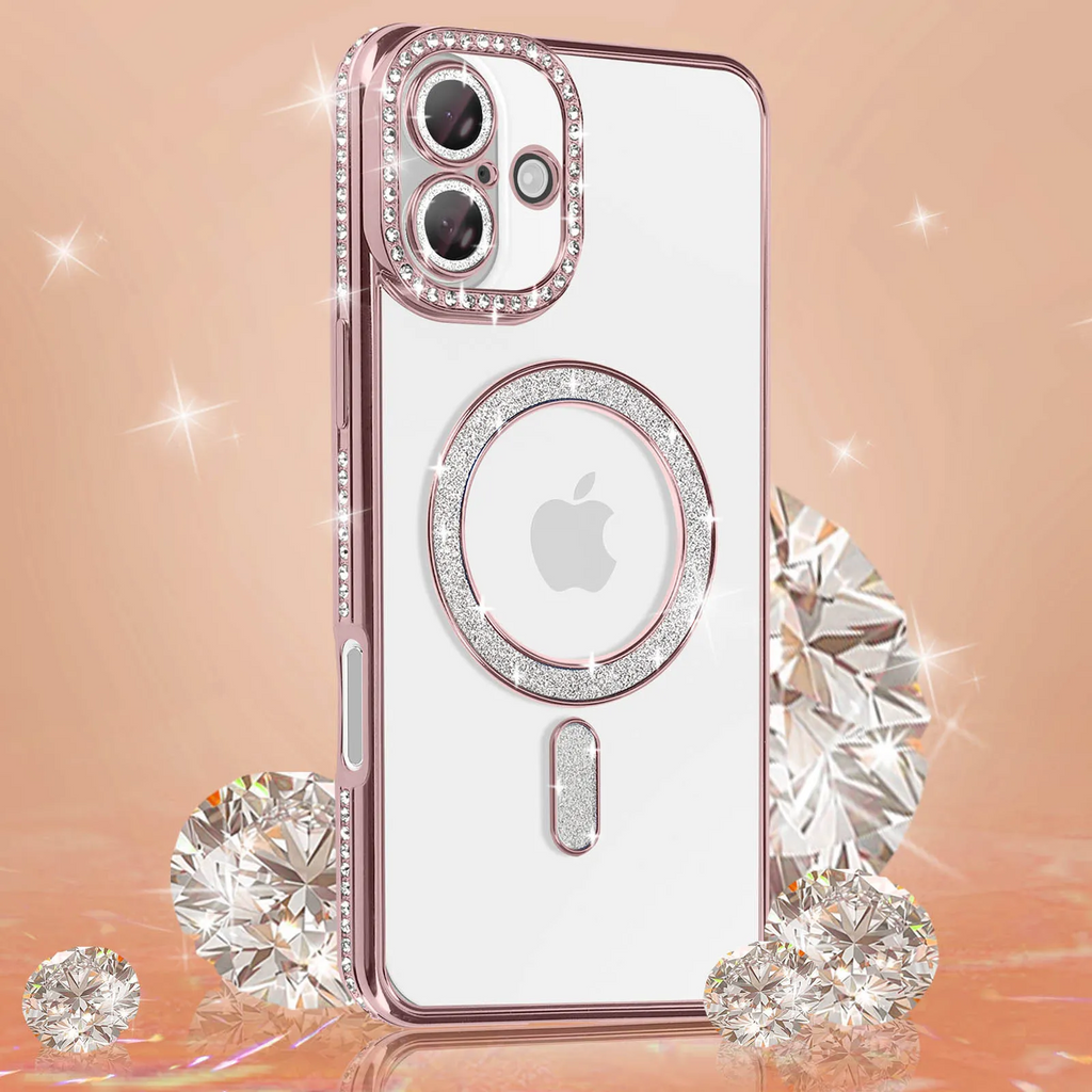 Entronix [Magnetic] Case Compatible with iPhone 16 Plus - [Clear Back] Luxury Diamonds