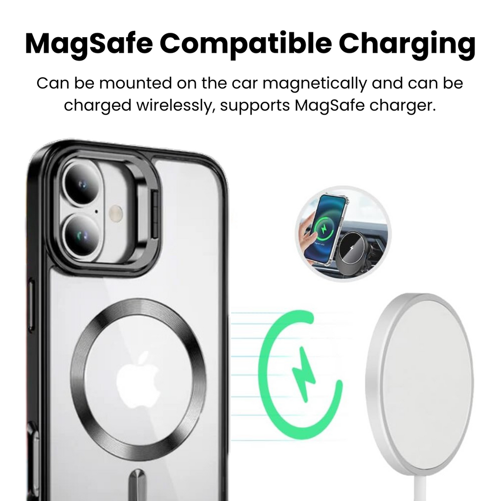 Entronix [Magnetic] Case Compatible with iPhone 16 Plus - [Clear Back] Glossy Cover w/ Cam Stand