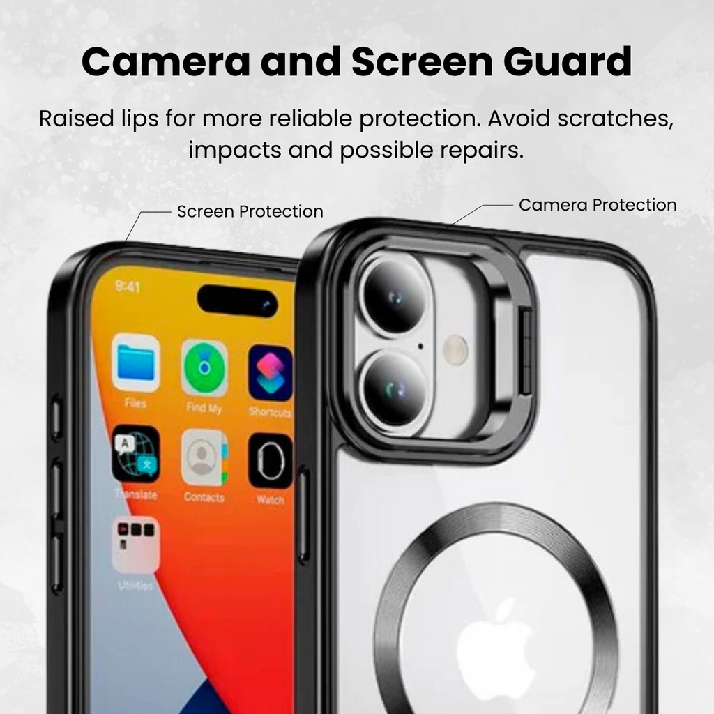 Entronix [Magnetic] Case Compatible with iPhone 16 Plus - [Clear Back] Glossy Cover w/ Cam Stand