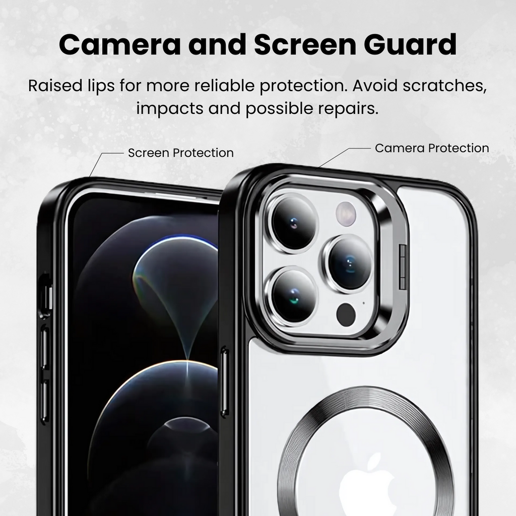Entronix [Magnetic] Case Compatible with iPhone 16 Pro - [Clear Back] Glossy Cover w/ Cam Stand