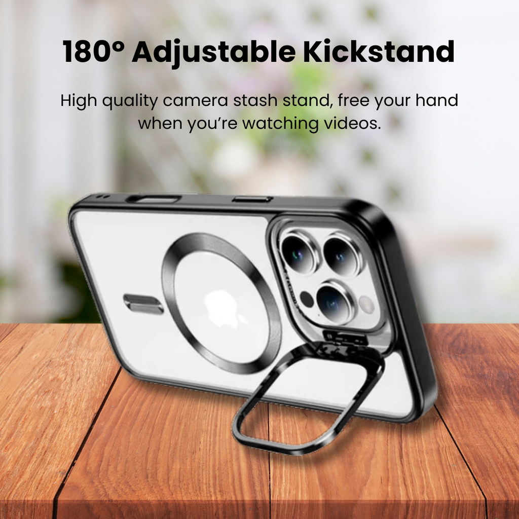 Entronix [Magnetic] Case Compatible with iPhone 16 Pro Max - [Clear Back] Glossy Cover w/ Cam Stand