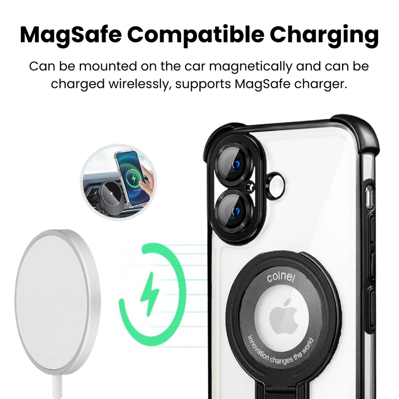 Entronix [Magnetic] Case Compatible with iPhone 17 - [Clear Back] Luxury Glossy Gripstand