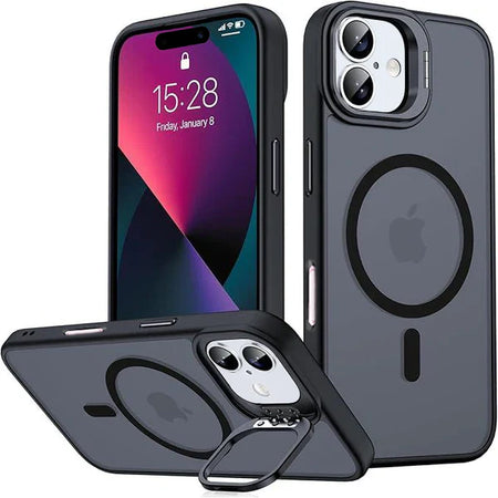 Entronix Heavy Duty Slim Phone Case with Camera Kickstand Compatible with Magsafe for Apple iPhone 16 Plus Magnetic Case, Translucent Matte Case - Entro Retail