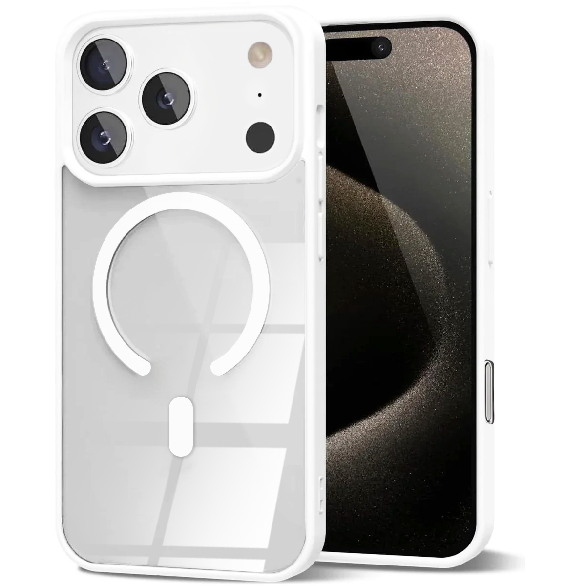 Entronix [Magnetic] Case Compatible with iPhone 17 Pro Max - [Clear Back] Soft Matte Frame - Entronix