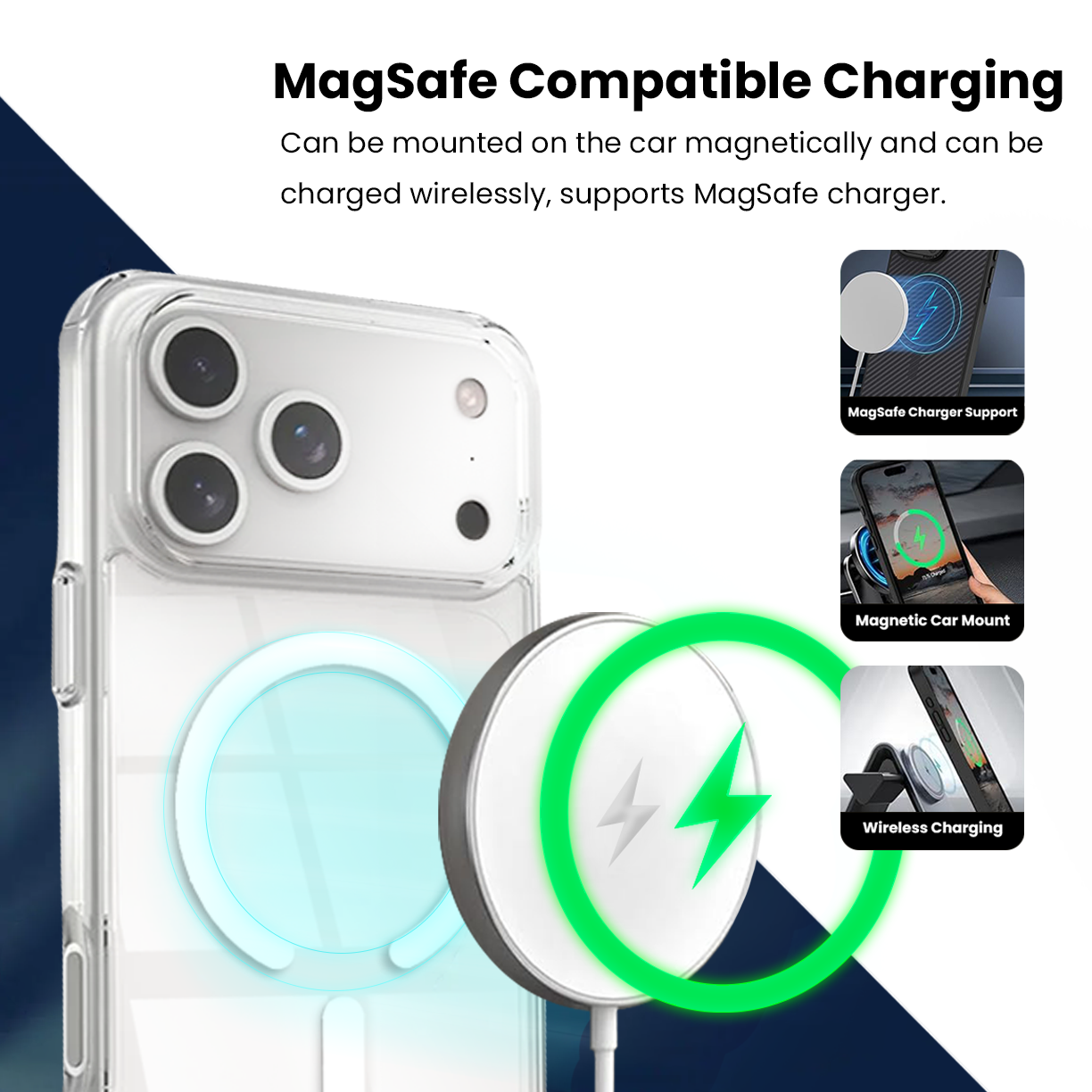 Entronix [Magnetic] Case Compatible with iPhone 17 Pro Max - [Hard Back] Slim Clear - Entronix