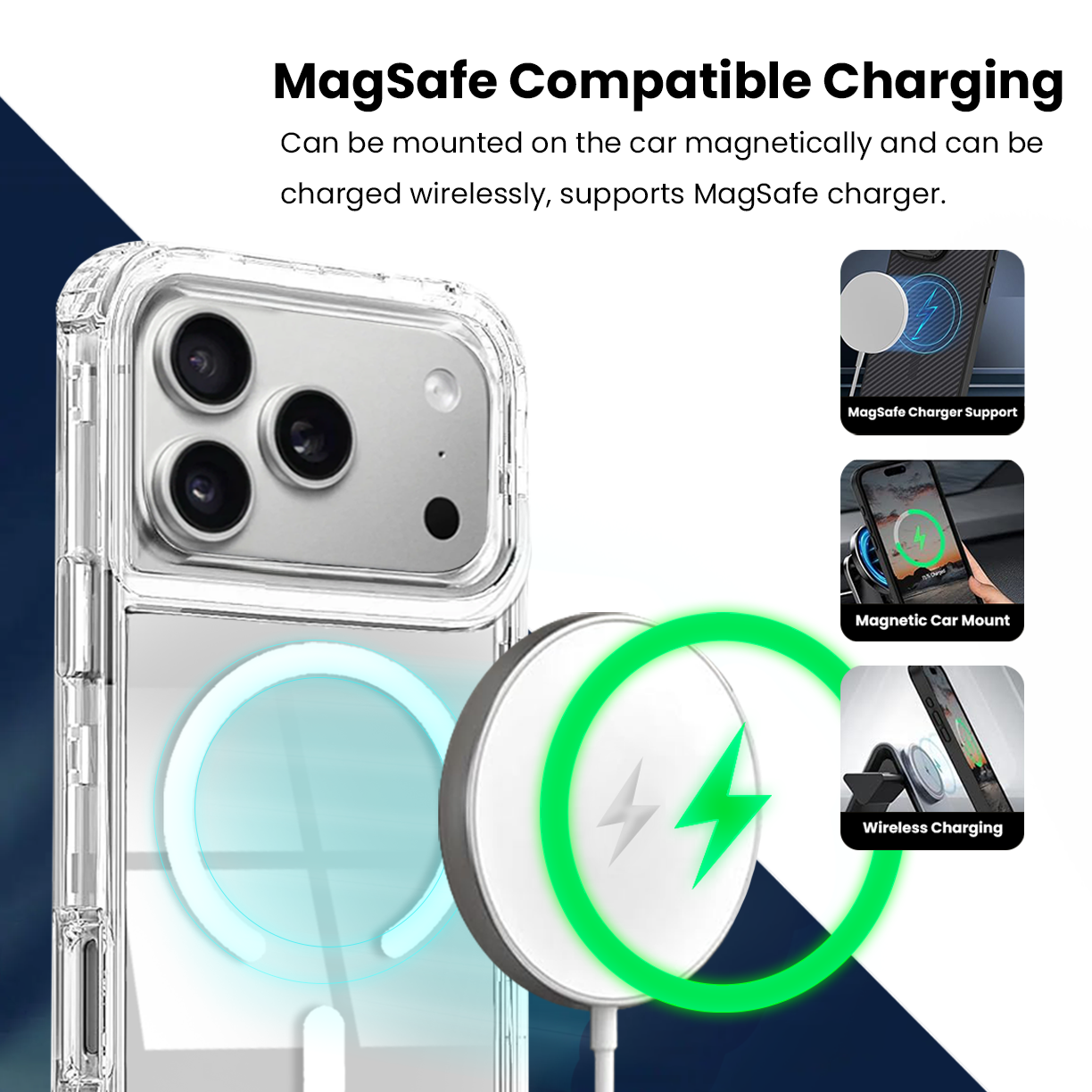 Entronix [Magnetic] Case Compatible with iPhone 17 Pro Max - [Clear] Triple-Layer Heavy Duty Protection - Entronix