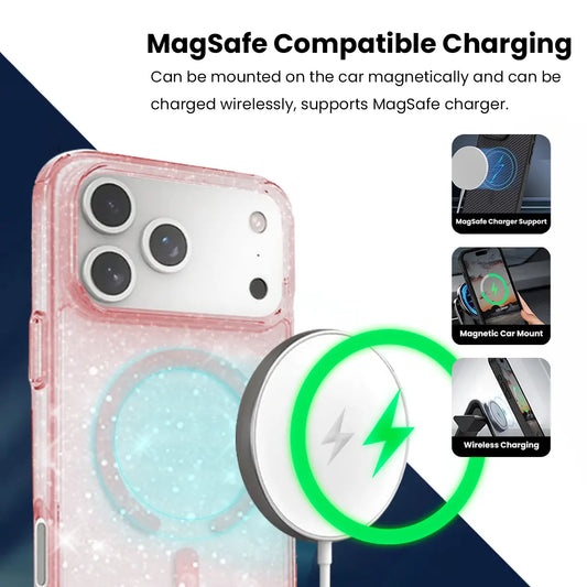 Entronix [Magnetic] Case Compatible with iPhone 17 Pro - [Hard Back] Glitter Color - Entronix