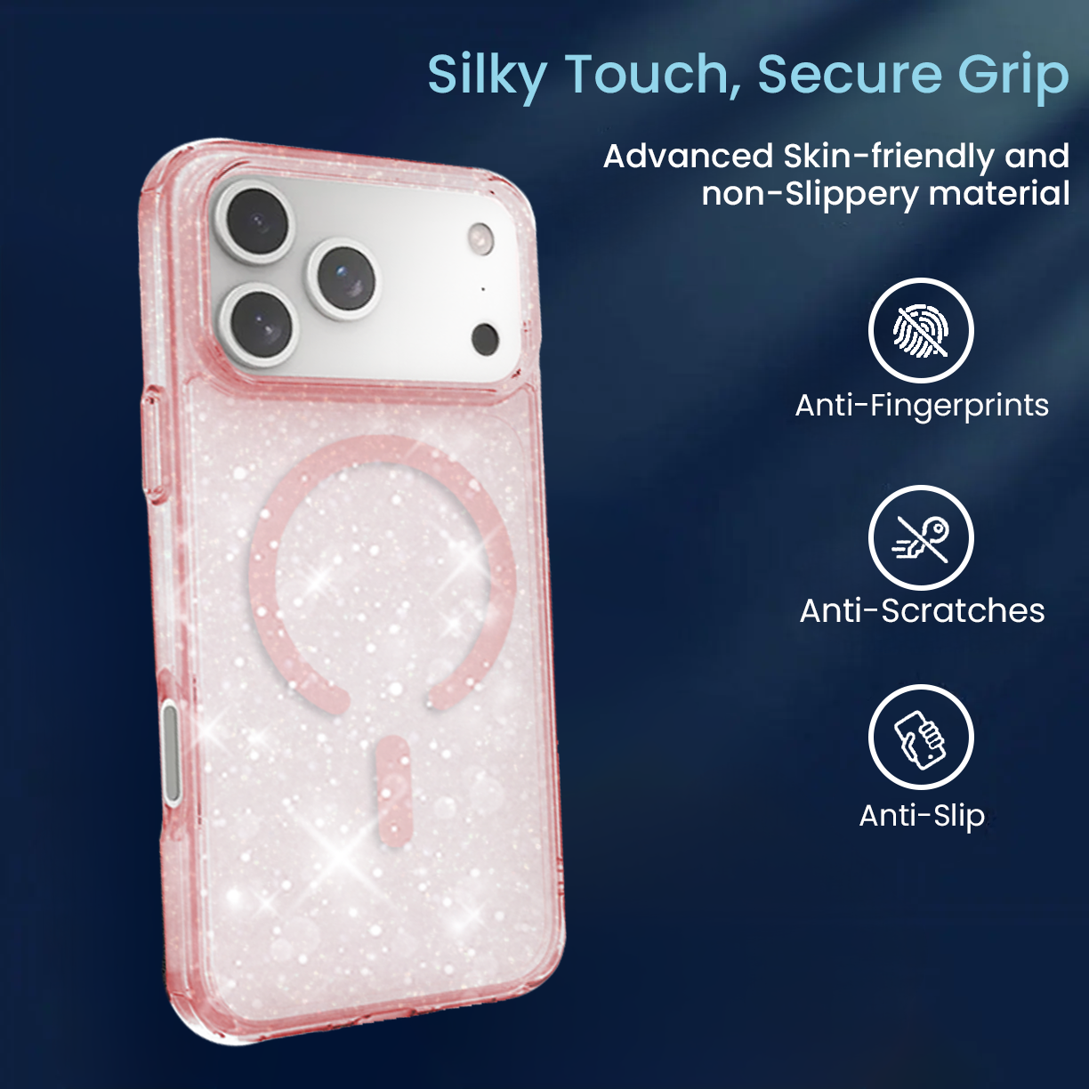 Entronix [Magnetic] Case Compatible with iPhone 17 Pro - [Hard Back] Glitter Color - Entronix