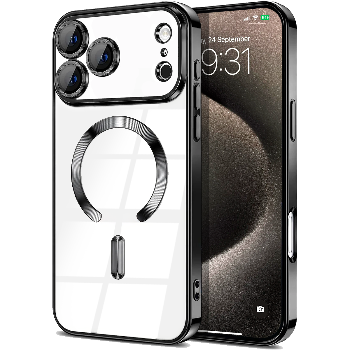 Entronix [Magnetic] Case Compatible with iPhone 17 Pro Max - [Clear Back] Luxury Glossy Cover