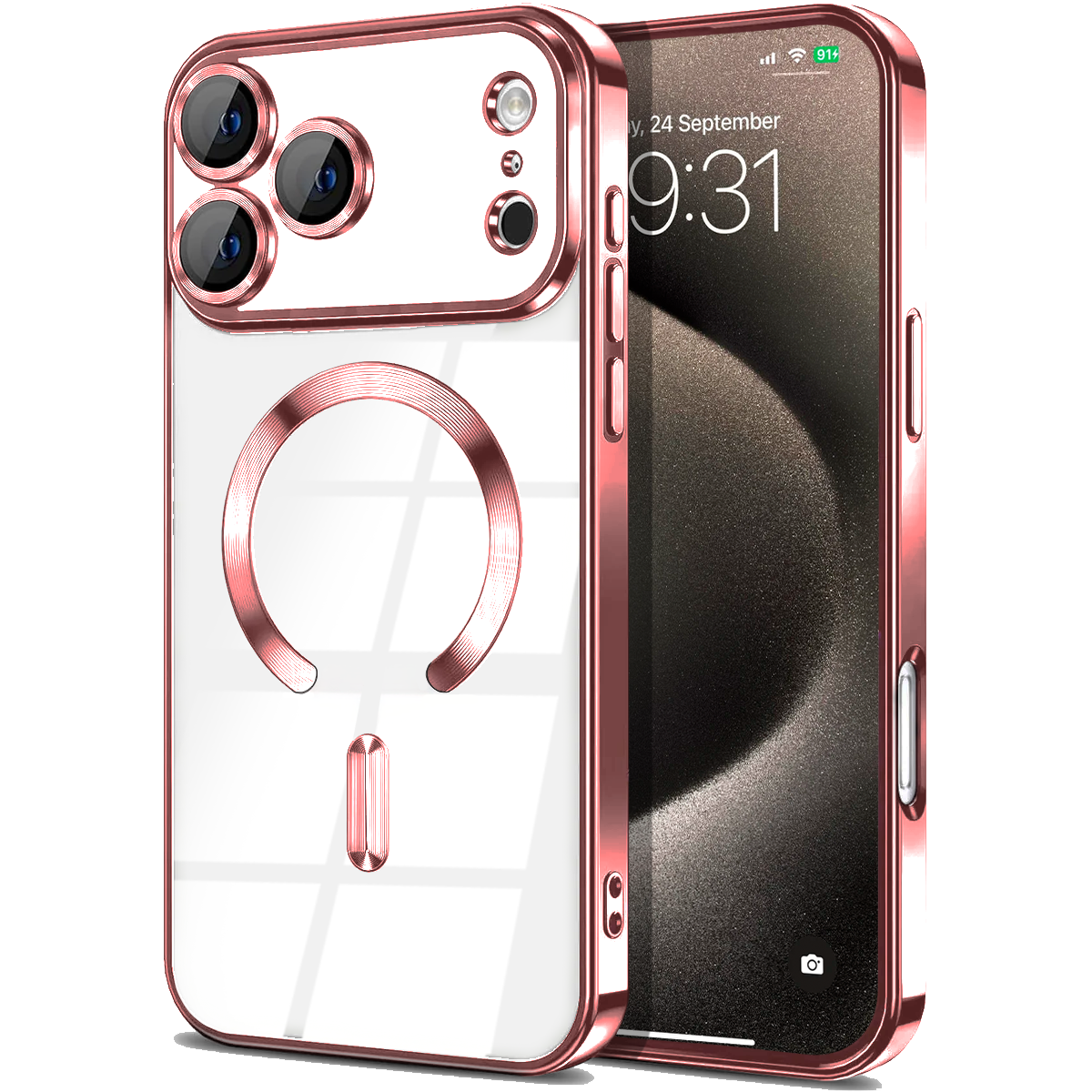 Entronix [Magnetic] Case Compatible with iPhone 17 Pro Max - [Clear Back] Luxury Glossy Cover