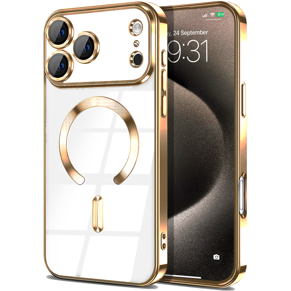 Entronix [Magnetic] Case Compatible with iPhone 17 Pro Max - [Clear Back] Luxury Glossy Cover